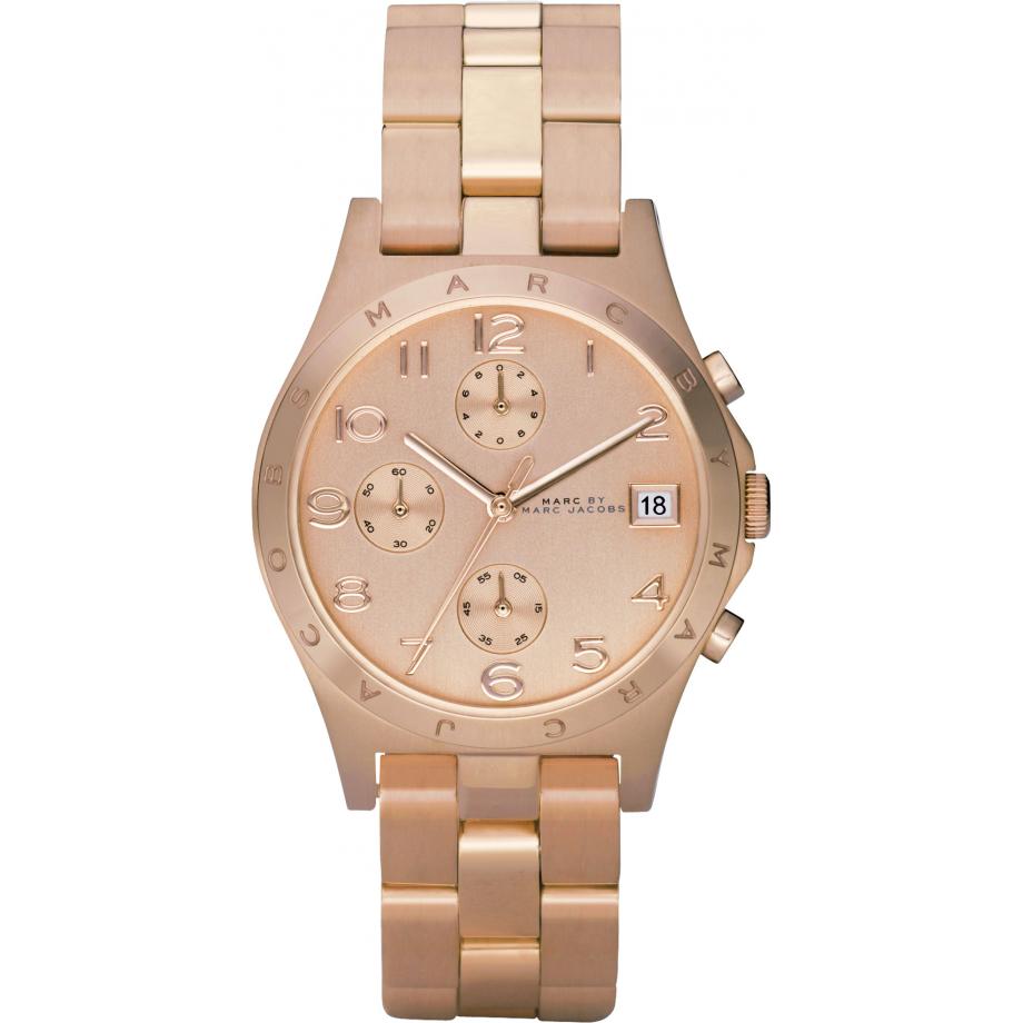 Marc Jacobs Henry Women's Rose Gold Dial Rose Gold-Tone Stainless Steel Bracelet Quartz Watch MBM3074