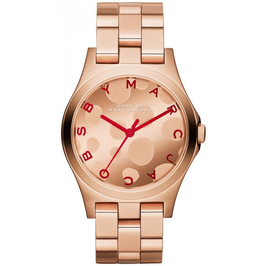 Marc Jacobs Henry Women's Blush Pink Dial Rose Gold-Tone Stainless Steel Bracelet Quartz Watch MBM3268