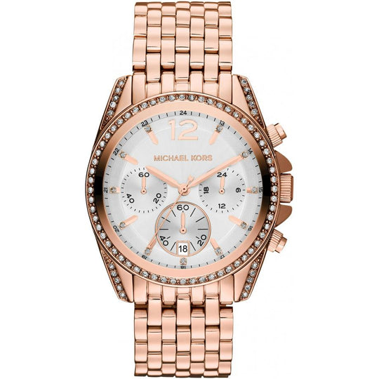 Michael Kors Pressley Women's White Dial Rose Gold-Tone Stainless Steel Bracelet Quartz Watch MK5836