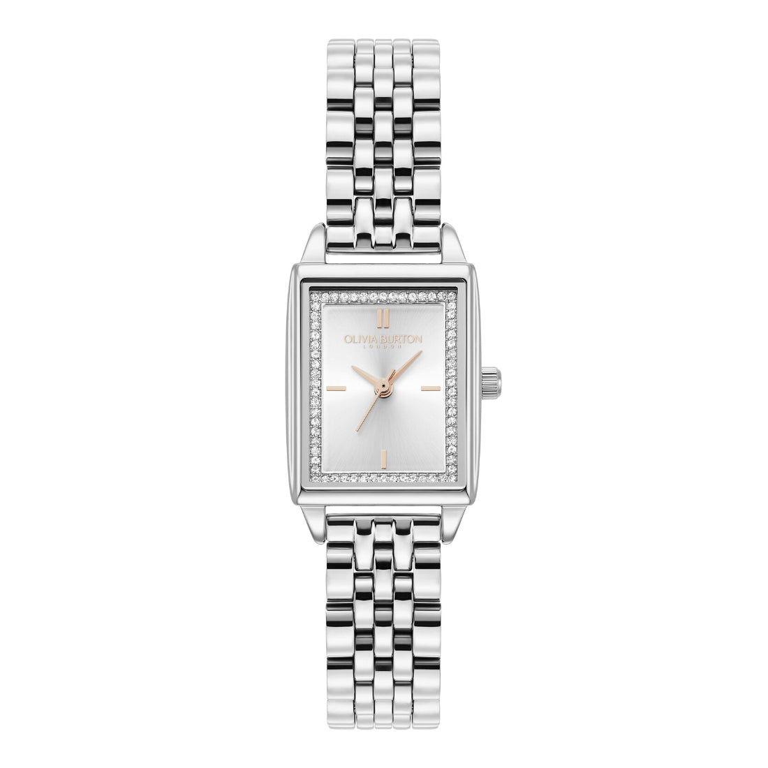 Olivia Burton London Classic Rectangle (Townhouse) Women's Powder White Dial Quartz Watch OB24000012