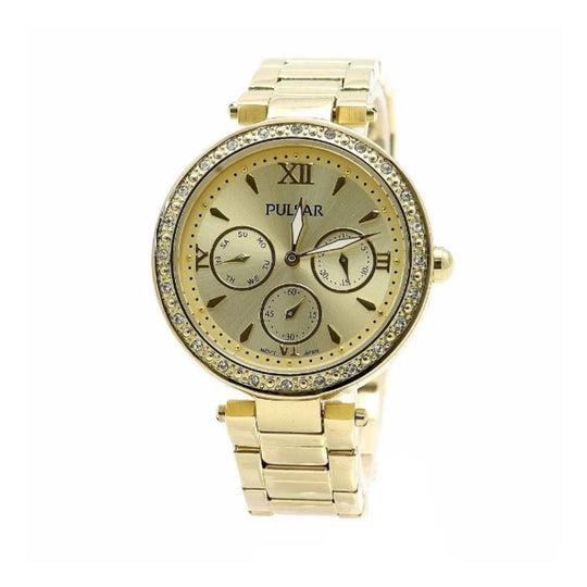 Pulsar Night Out Swarovski Women's Gold Dial Quartz Watch PP6106