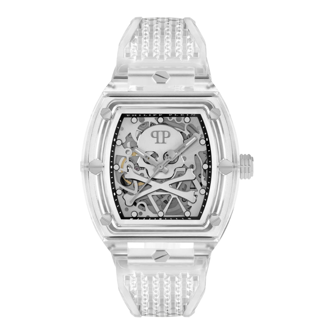 PHILIP PLEIN The $keleton Men's Silver Skeleton Dial Automatic Watch PWPTA0524-TRNSP-OS