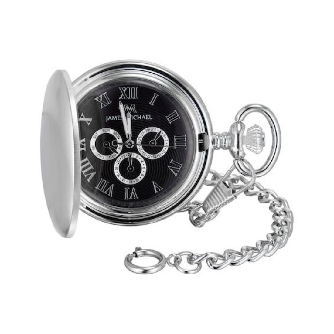 James Michael Men's Silver-tone Curb Chain Quartz Watch - PXA011013W