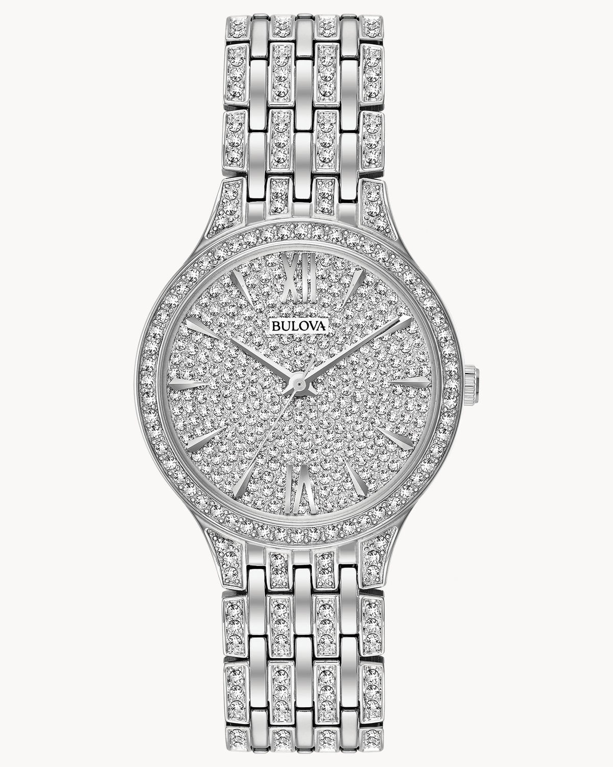 Bulova Phantom Crystal Collection Women's Silver-tone Bracelet Quartz Watch - 98L243