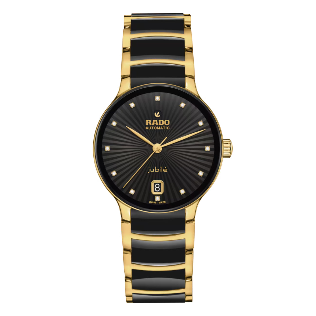 Rado Centrix Automatic Diamonds Women's Two-tone/Yellow Gold and Black Bracelet Automatic Watch - R30032742