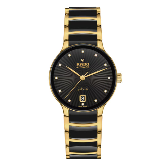 Rado Centrix Automatic Diamonds Women's Two-tone/Yellow Gold and Black Bracelet Automatic Watch - R30032742