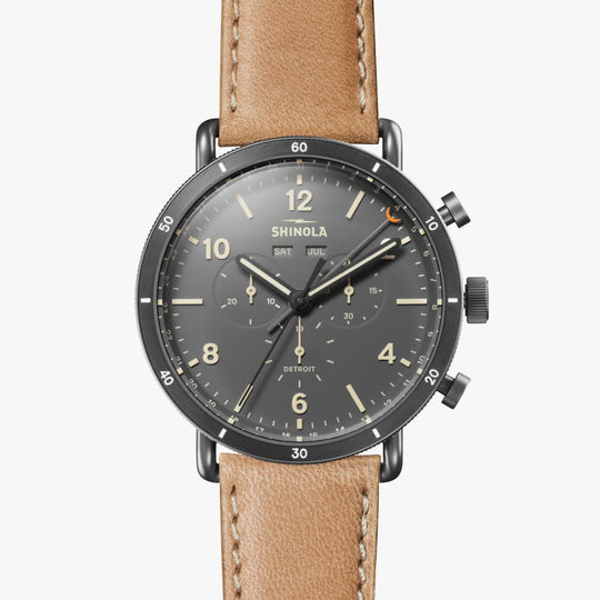 Shinola Canfield Sport Men's Gray Dial Leather Strap Quartz Watch S0120089891