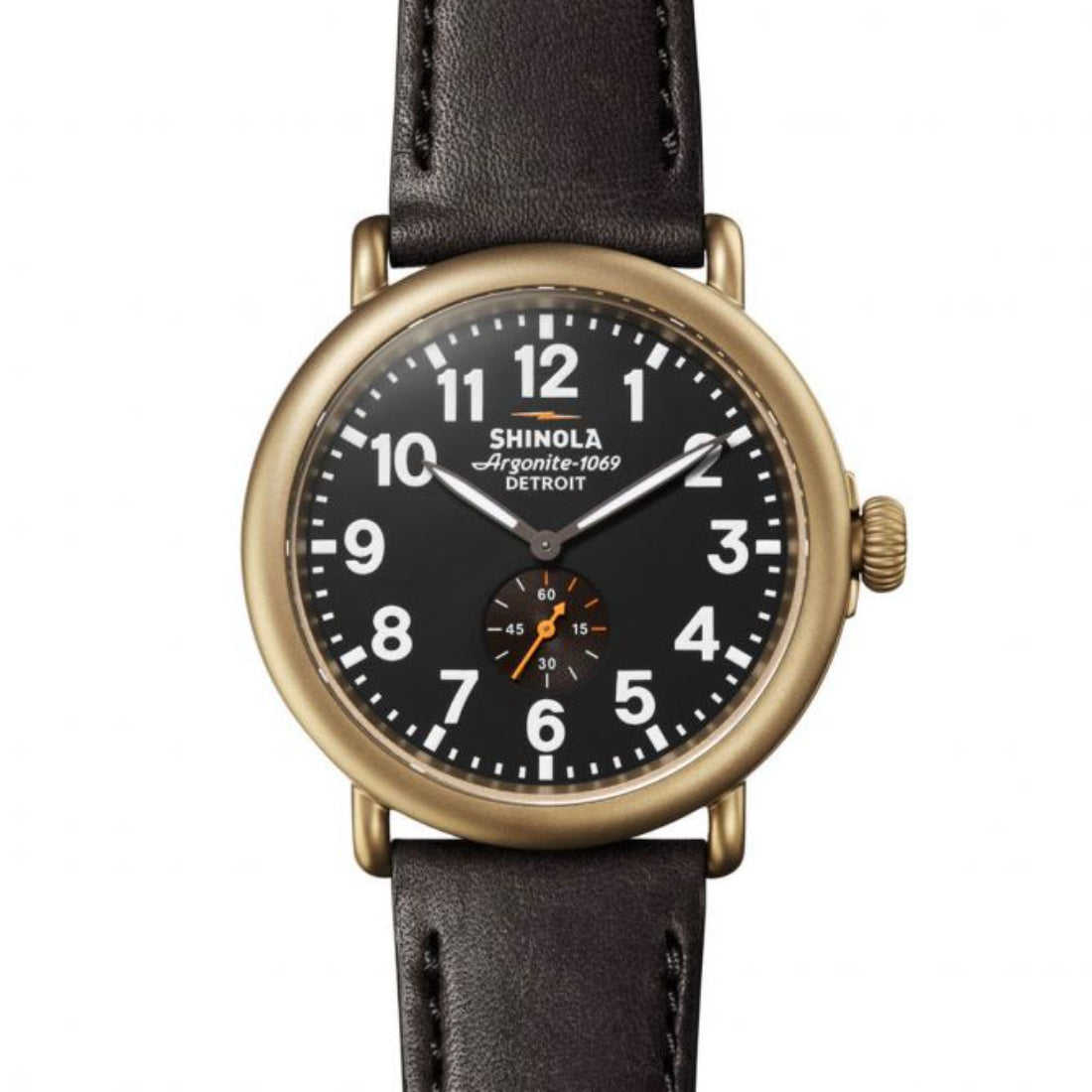 Shinola Runwell Men's Black Dial Gold-Tone Leather Quartz Watch S0120194492