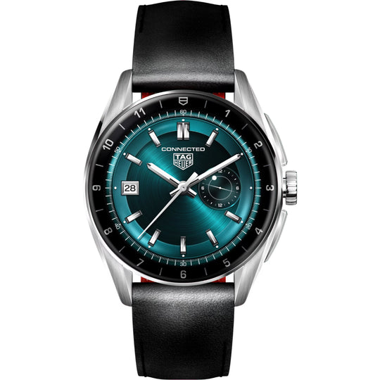 TAG Heuer Connected Calibre E4 Men's Black LCD Dial Leather Strap Quartz Watch SBR8010.BC6608