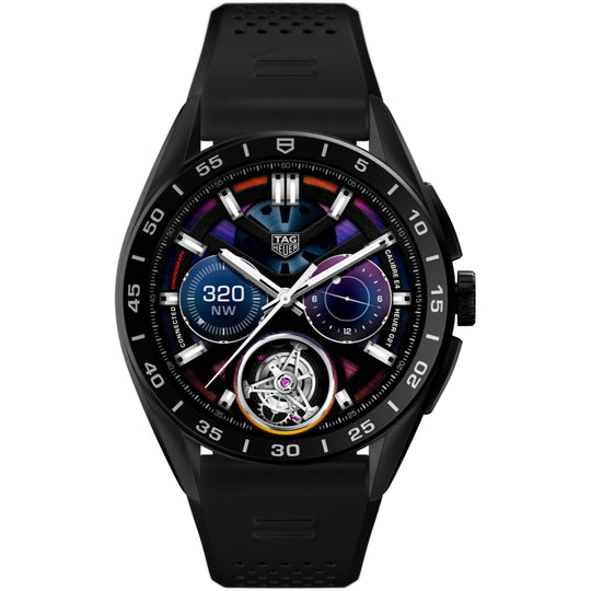 TAG Heuer Connected Calibre E4 Men's Black LCD Dial Rubber Strap Quartz Watch SBR8A80.BT6261