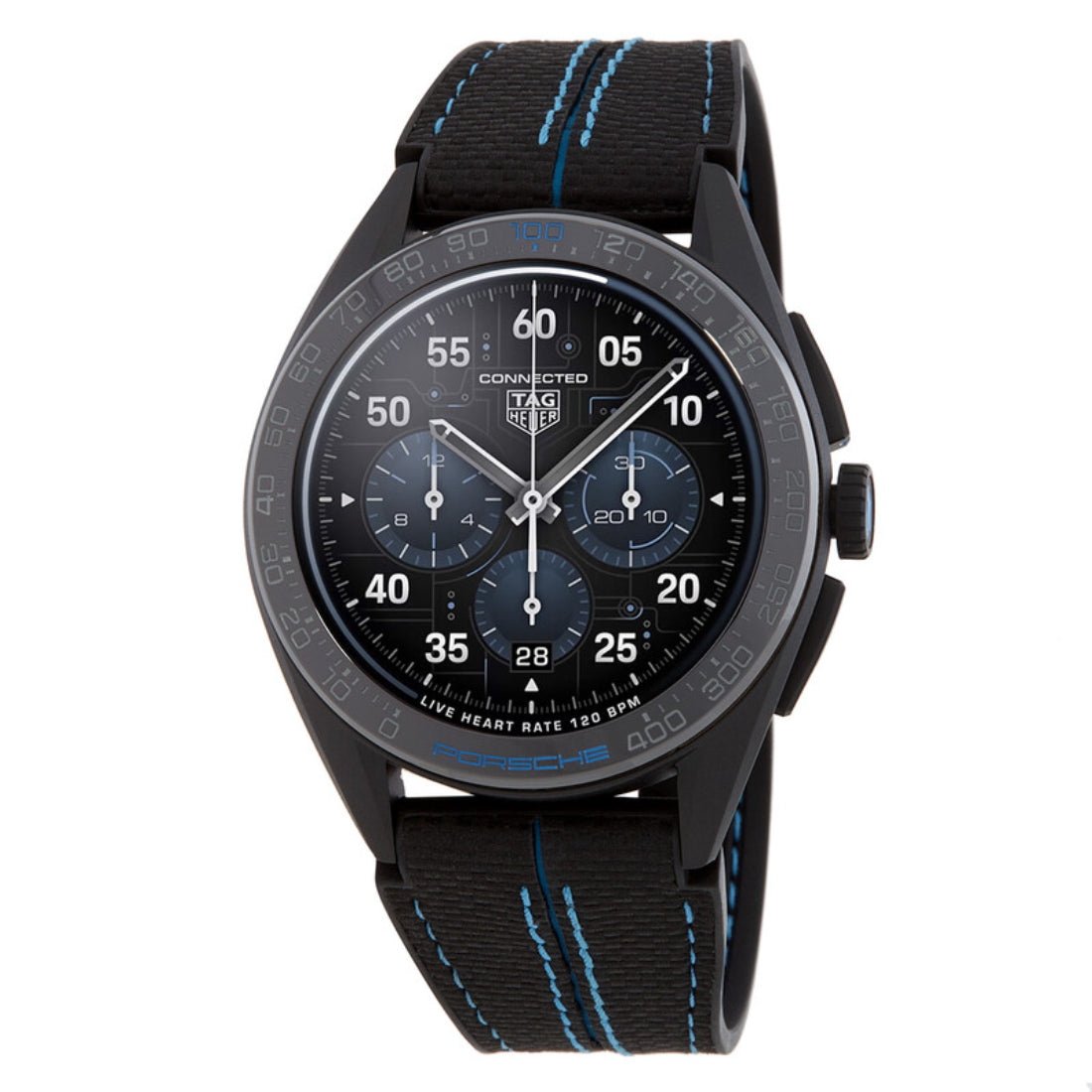 Tag Heuer Connected Calibre E4 Porsche Edition Women's Black and Blue Strap Quartz Watch - SBR8A82.EB0264