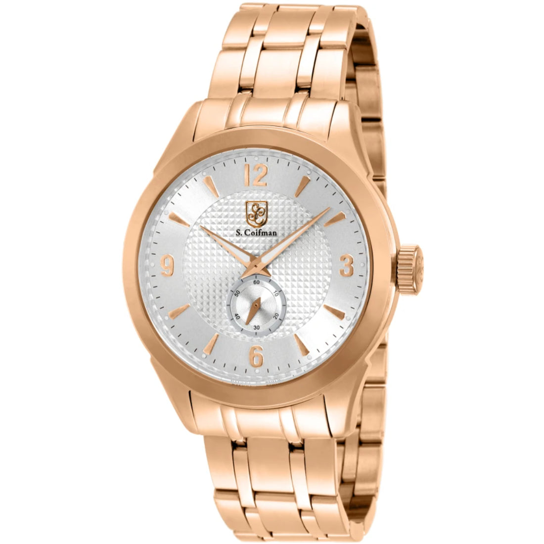 S.Coifman SC0119 Men's Heritage Quartz Silver Dial Gold-Tone Stainless Steel Bracelet Watch 45mm