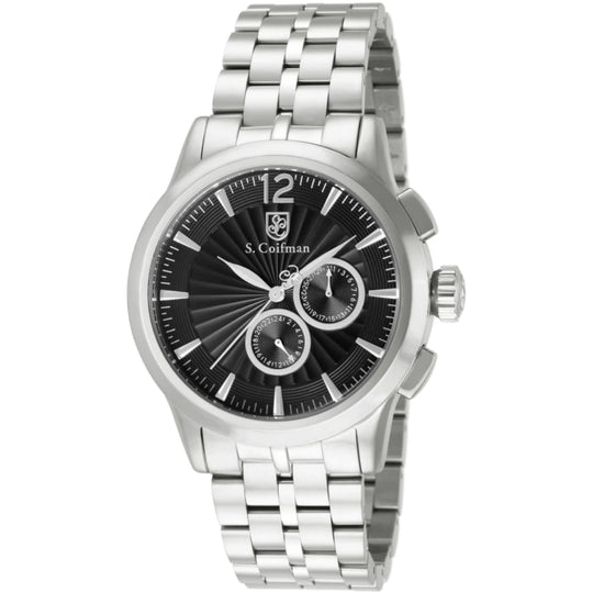 S.Coifman SC0268 Men's Heritage Chronograph Black Dial Stainless Steel Bracelet Watch 43mm