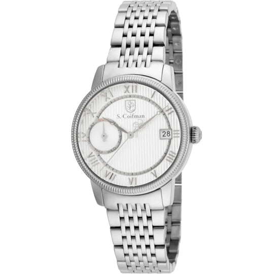 S.Coifman SC0336 Women's Heritage Quartz Silver Dial Stainless Steel Bracelet Watch 32mm