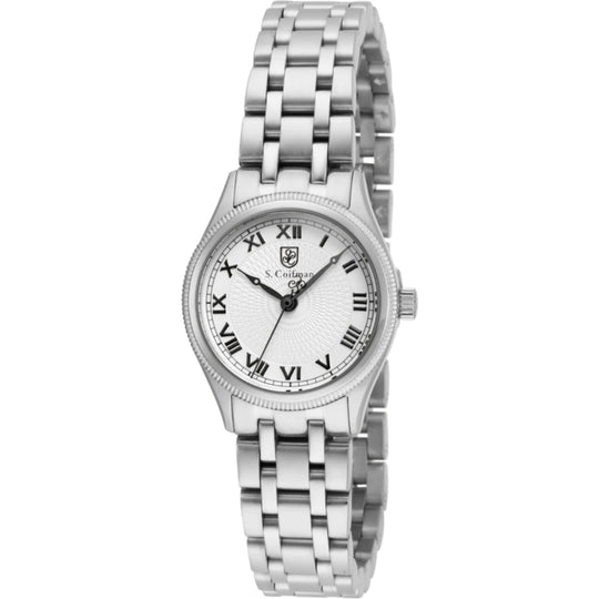 S.Coifman SC0340 Women's Heritage Quartz Silver Dial Stainless Steel Bracelet Watch 26mm