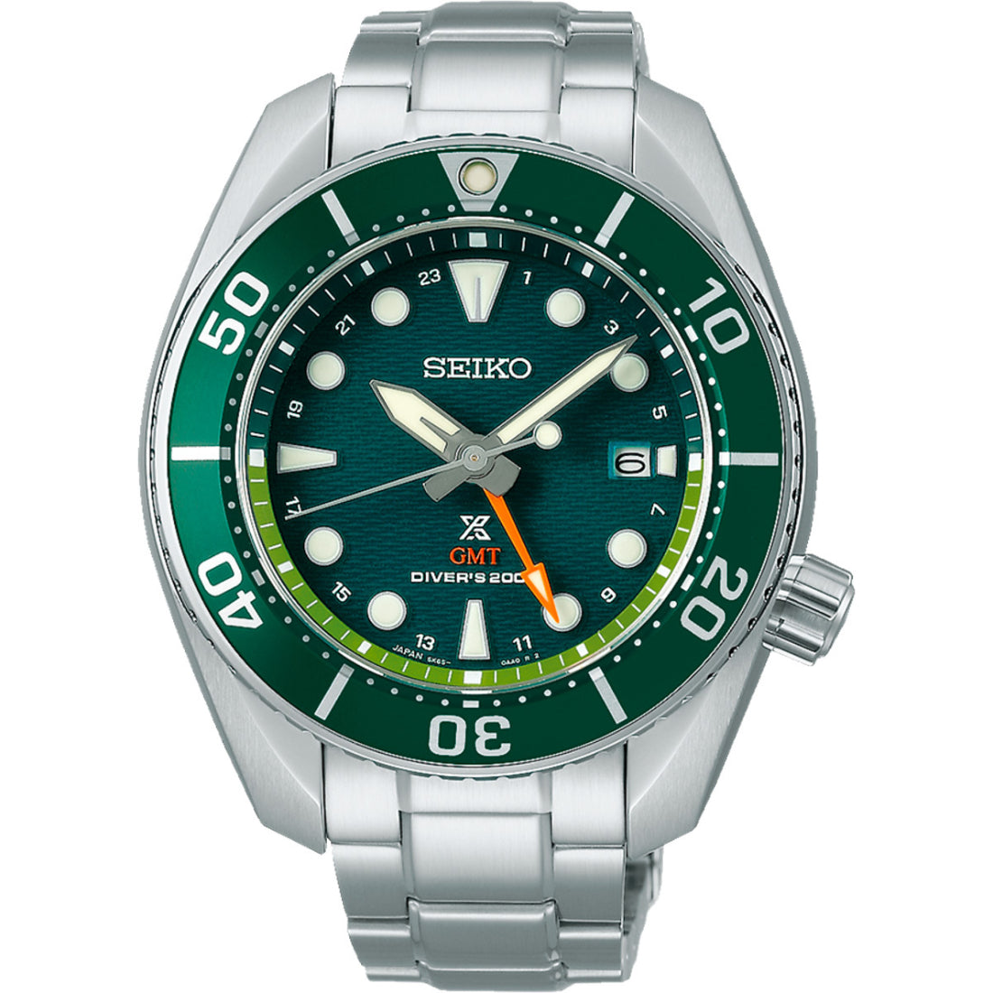 Seiko Prospex Sumo Solar GMT Men's Green Dial & Bezel Steel Watch SFK003