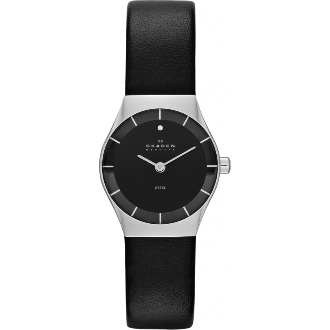 Skagen White Label Women's Black Dial Leather Strap Quartz Watch SKW2048