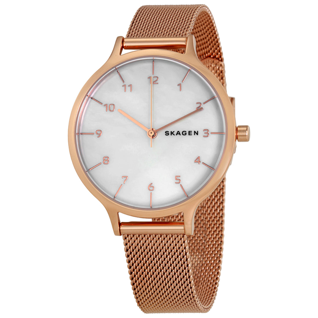 Skagen Anita Women's Silver Dial Rose Gold-Tone Slim Watch SKW2633