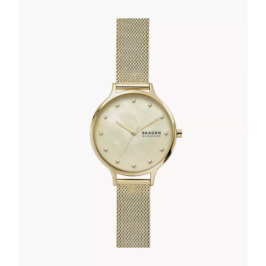Skagen Anita Women's Gold Mother-of-Pearl Dial Gold-Tone Quartz Watch SKW2774