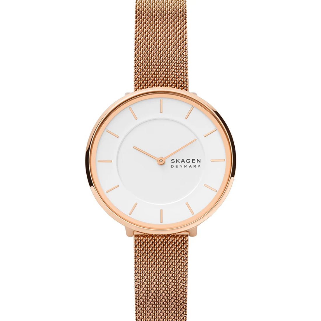 Skagen Gitte Women's White Dial Rose Gold-Tone Bracelet Quartz Watch SKW3013