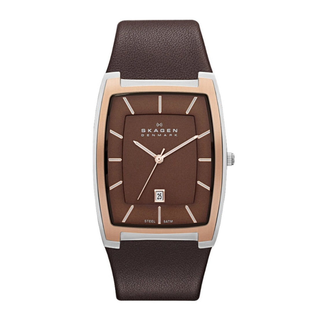 Skagen Men's Brown Dial Two-Tone Brown Leather Strap Quartz Watch SKW6004