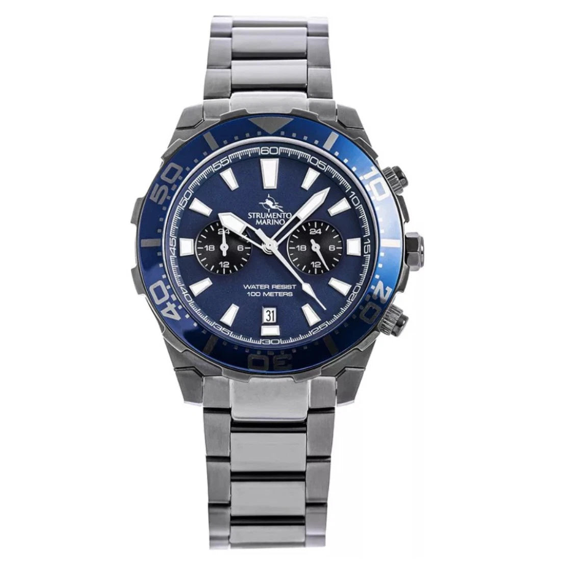 Strumento Marino Skipper Men's Blue Dial Steel Quartz Watch SM135MB/GUN/BL/BL