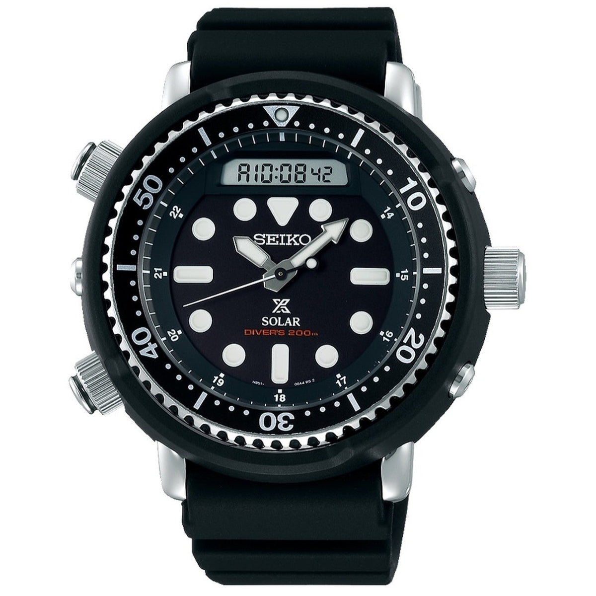 Seiko Prospex "Arnie" Solar Analog-Digital Diver Black Strap Watch SNJ025