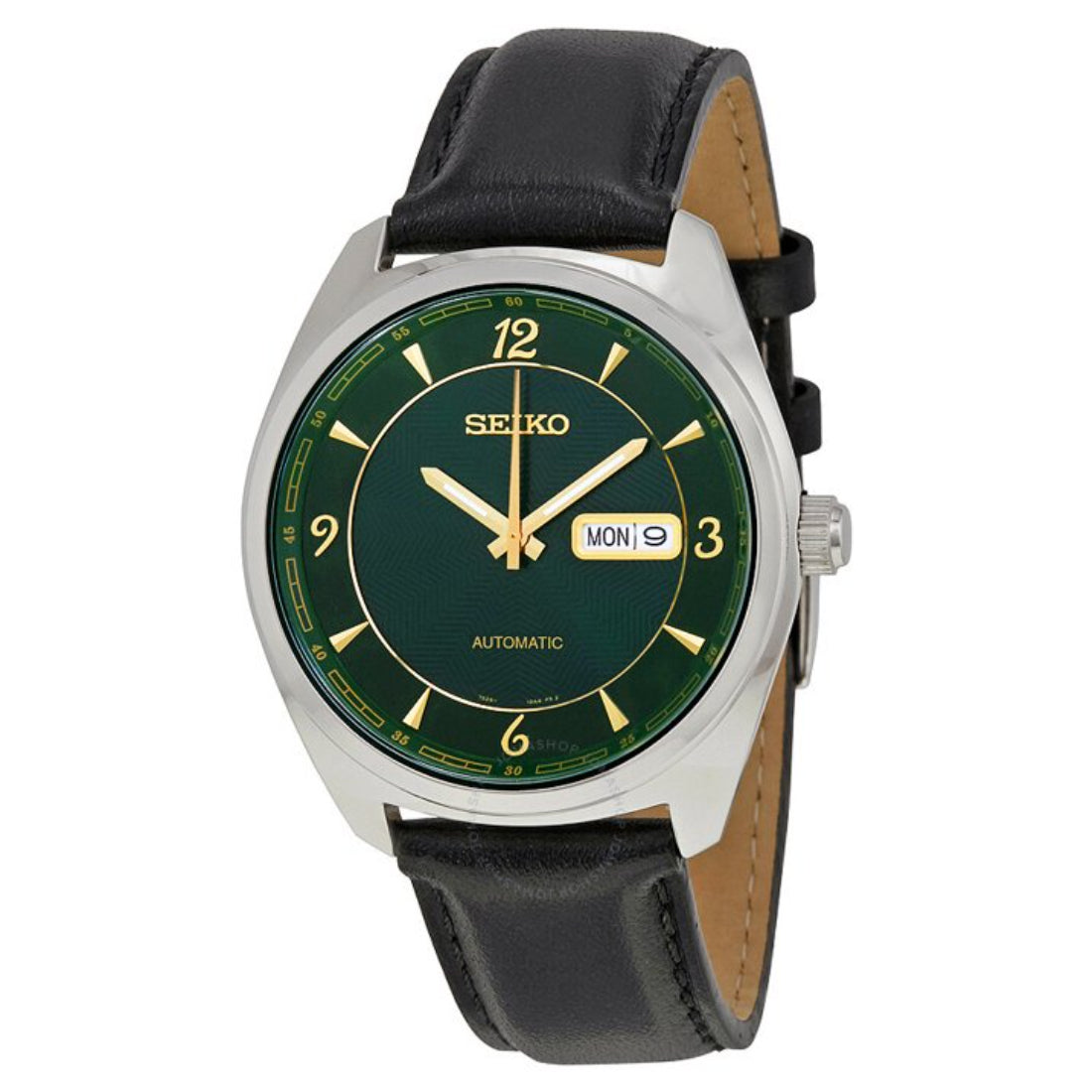 Seiko Recraft Men's Automatic Green Sunray Dial Leather Strap Watch SNKN69