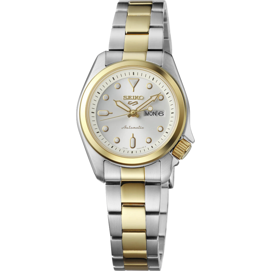 Seiko 5 Sports SKX Women's White Sunray Two-Tone Automatic Watch SRE004