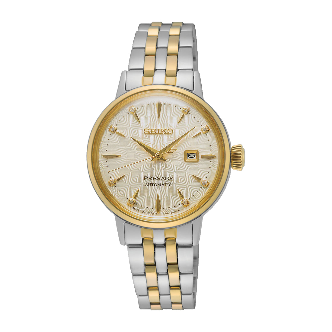 Seiko Presage Cocktail Time Women's Champagne Two-Tone Automatic SRE010