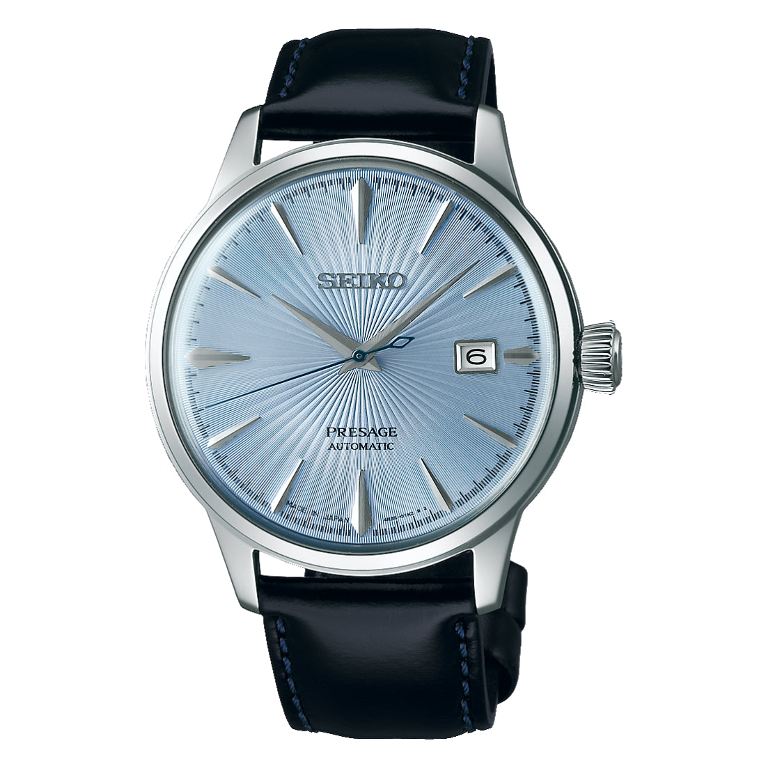 Seiko Presage Cocktail Time Men's Silver Dial Blue Leather Watch SRPB43