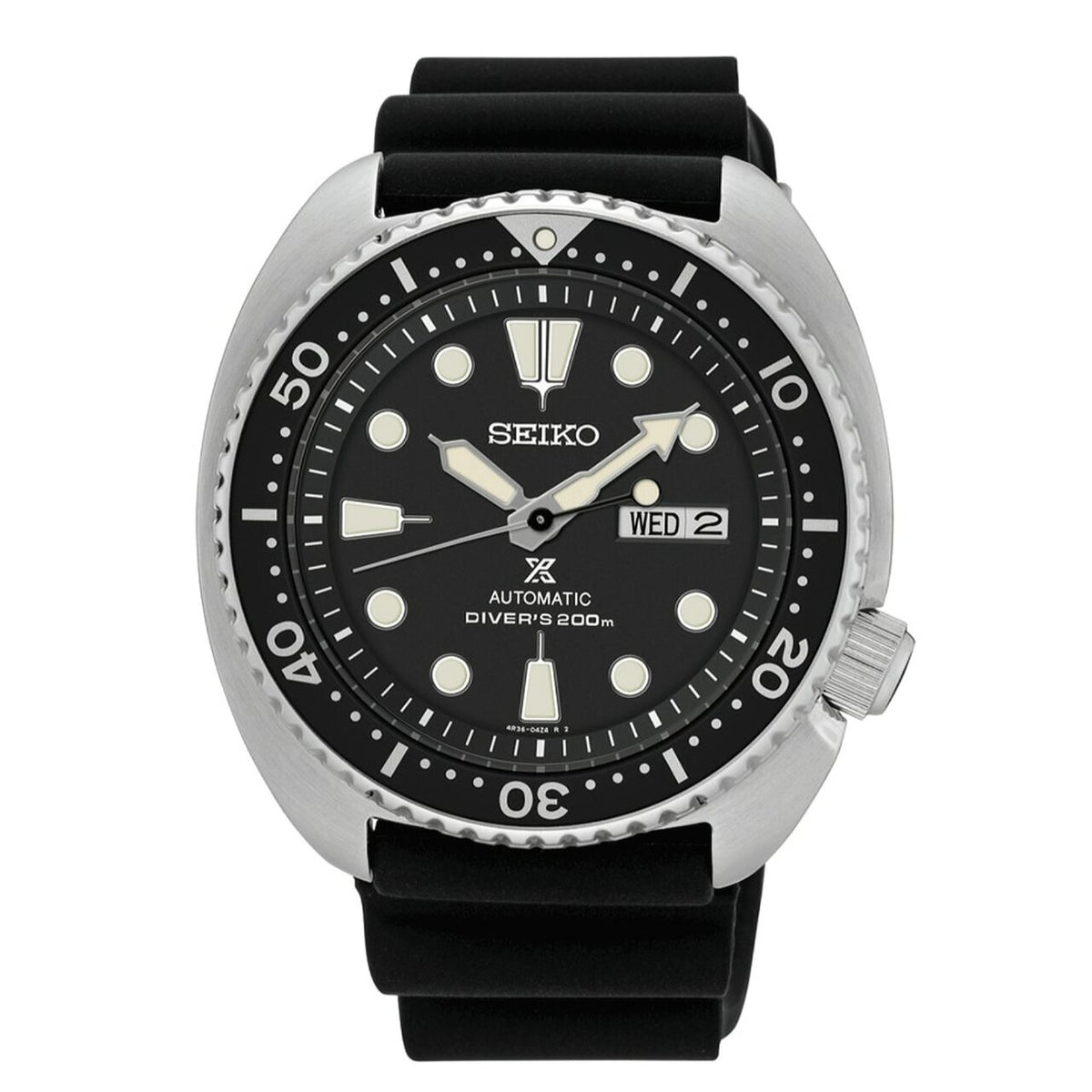 Seiko Prospex Turtle Automatic Diver Black Dial Silicone Strap SRPE93