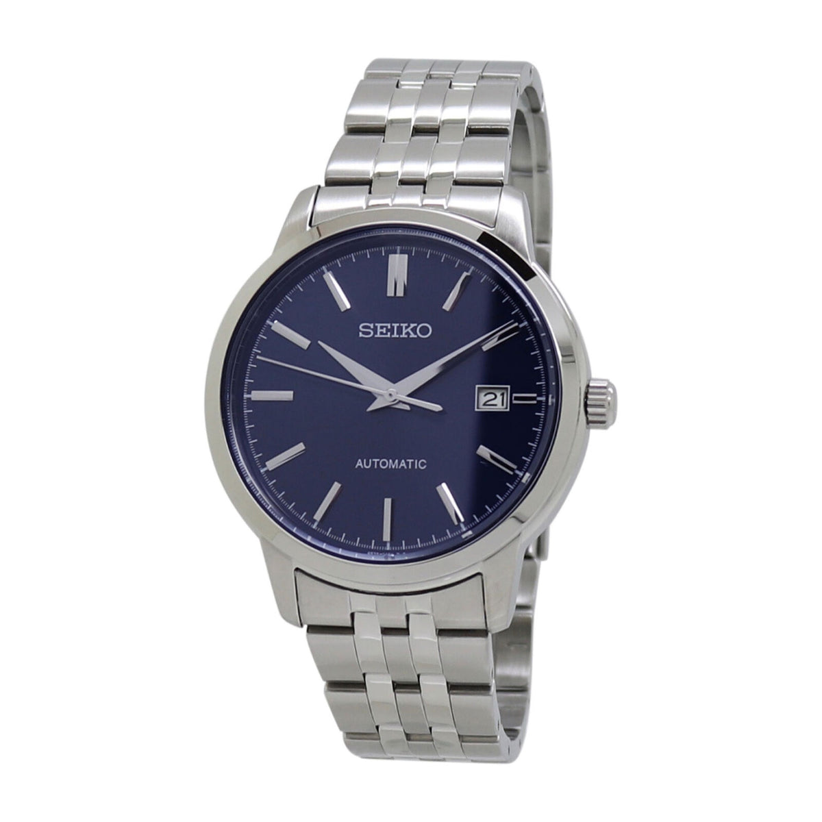 Seiko Essentials Men's Automatic Blue Sunray Dial Steel Watch SRPH87