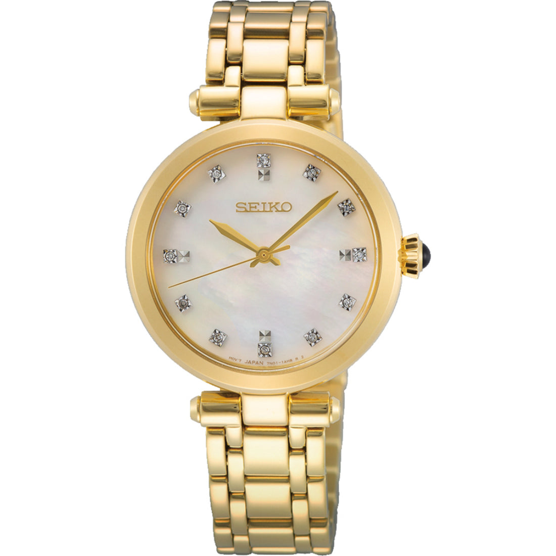 Seiko Diamond Collection Women's Mother-of-Pearl Gold-Tone Watch SRZ536