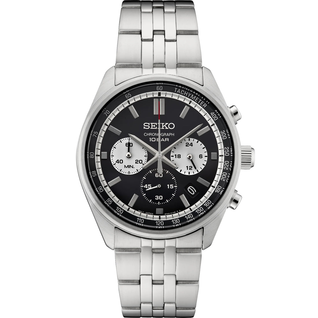 Seiko Essentials Chronograph Black Dial Stainless Steel Men's Watch SSB429