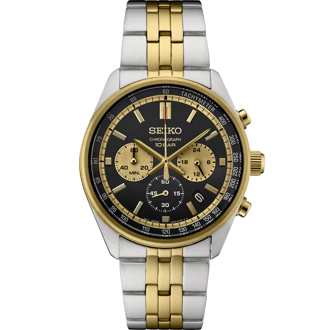 Seiko Discover More Chronograph Black Dial Two-Tone Gold-Tone SSB430