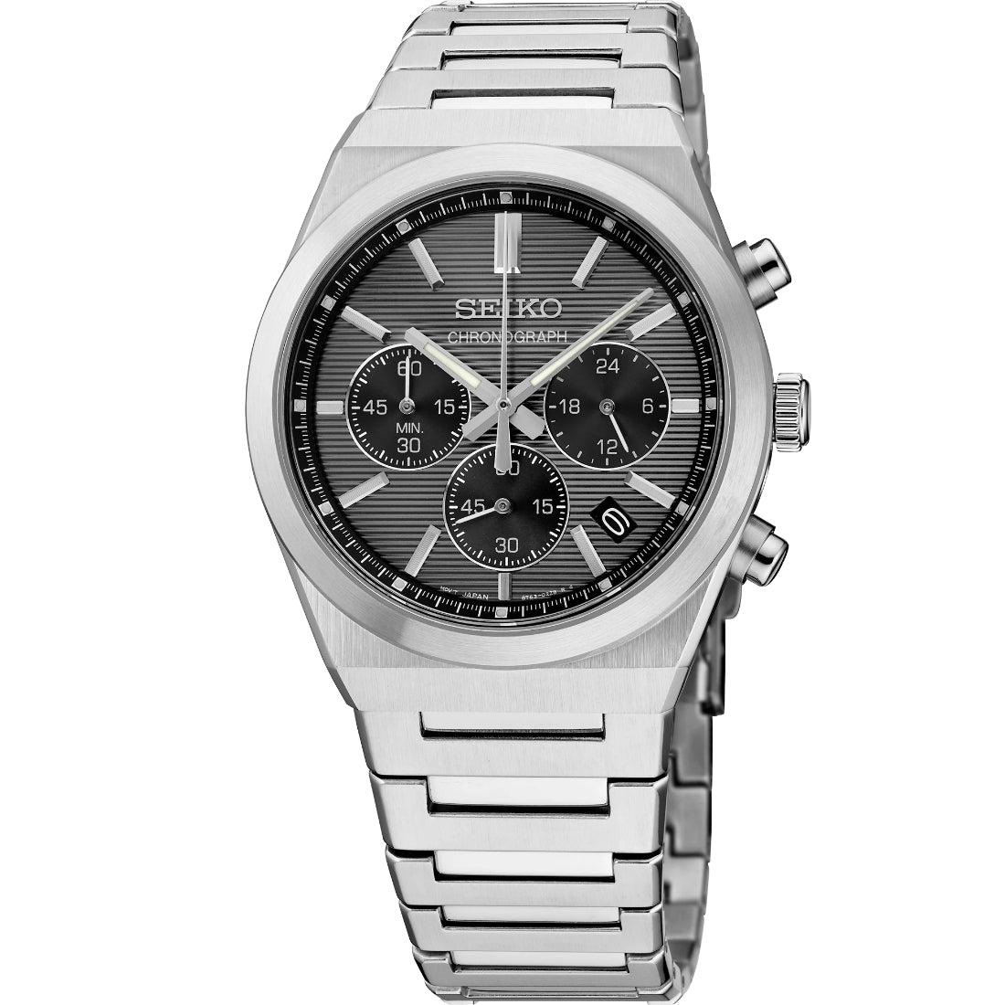 Seiko Discover More Chronograph Gray Dial Stainless Steel Watch SSB455