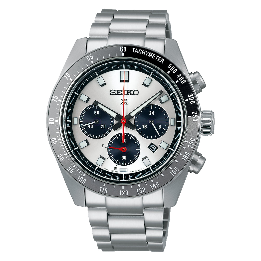 Seiko Prospex Speedtimer Solar Chronograph White Dial Steel Bracelet SSC911