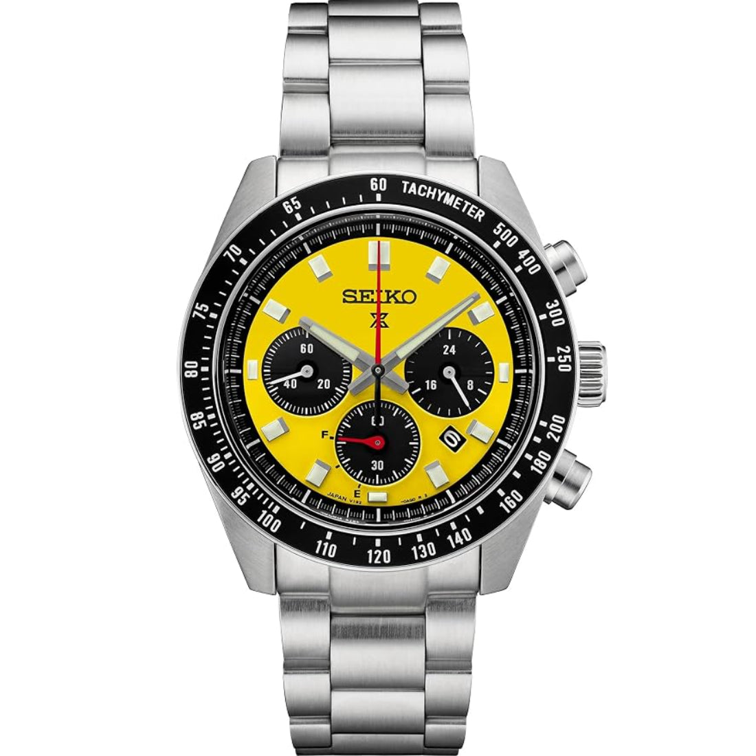 Seiko Prospex Speedtimer Solar Chronograph Yellow Dial Steel Watch SSC929