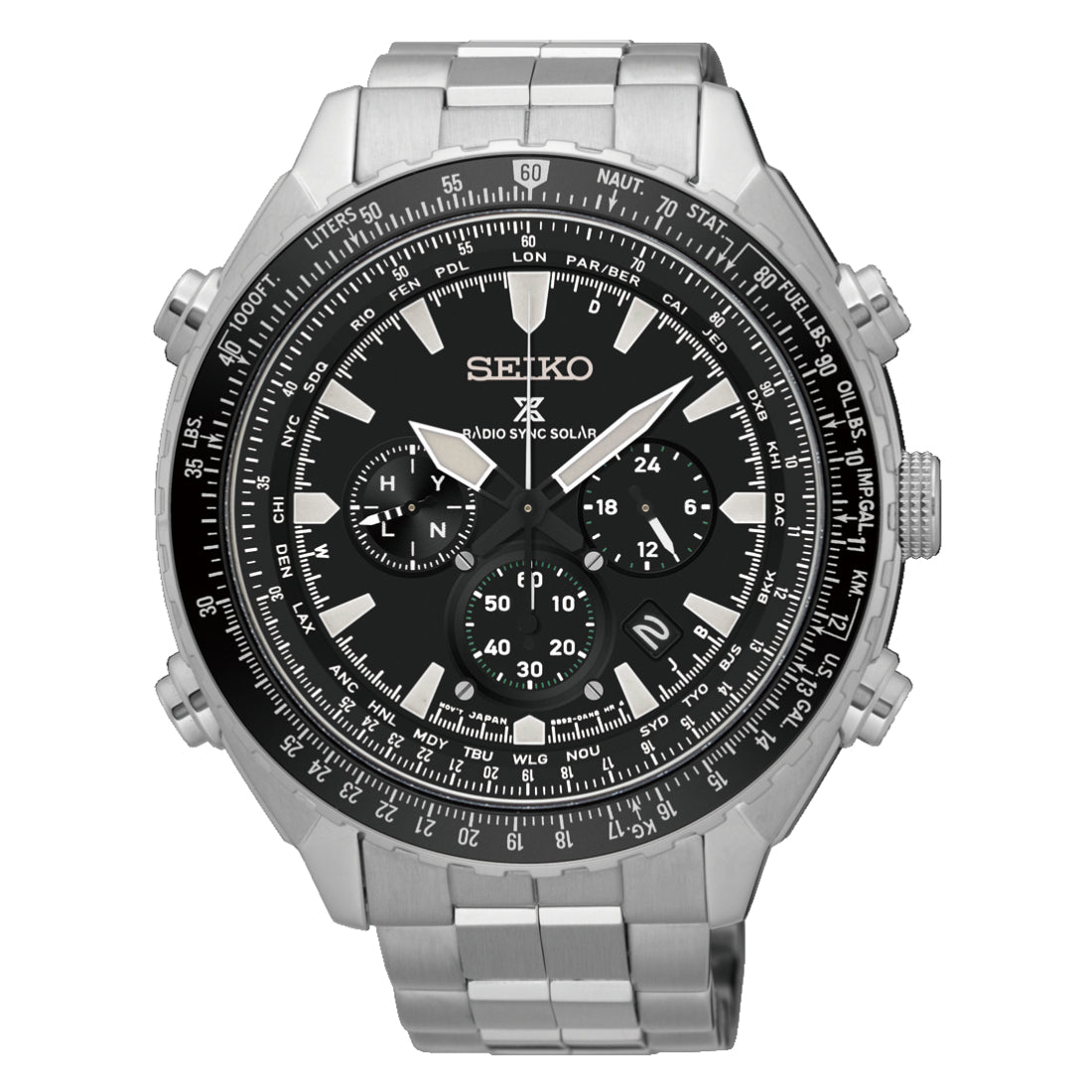 Seiko Prospex Solar Radio-Controlled Chronograph Black Dial World Time SSG001