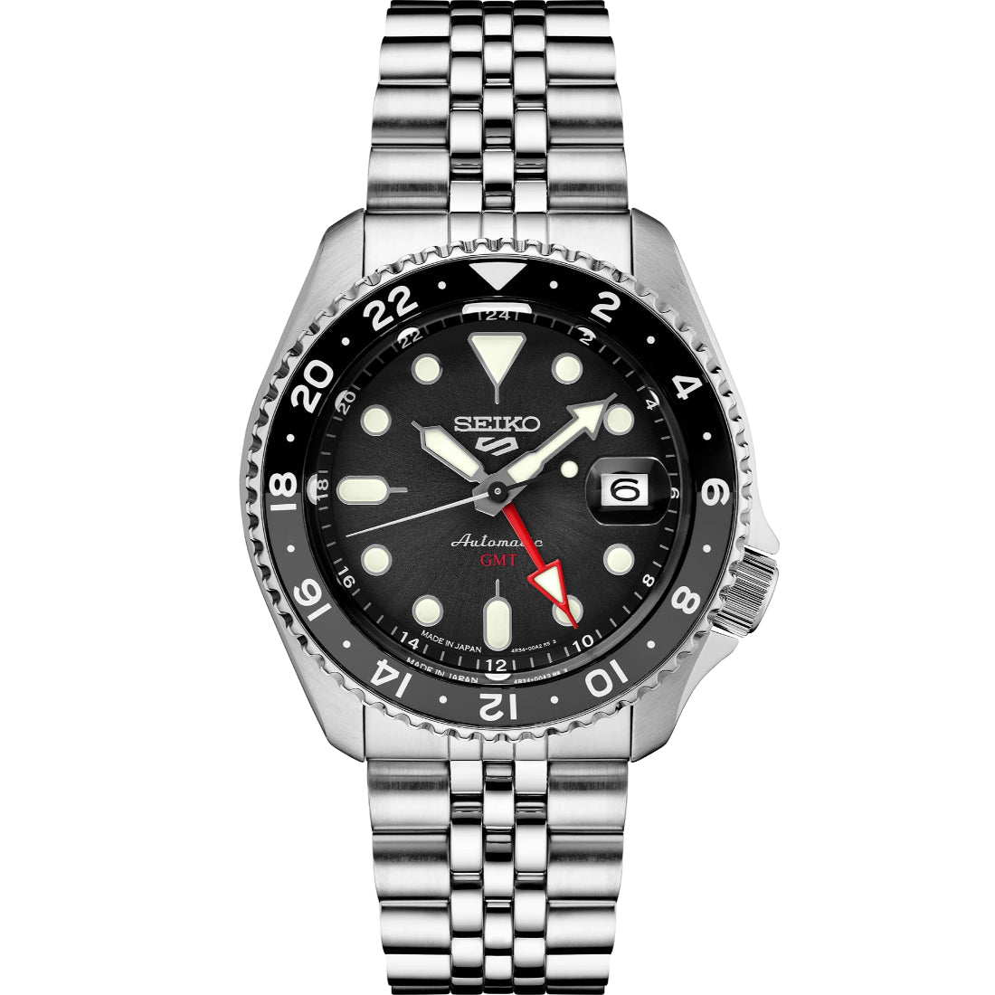 Seiko 5 Sports SKX GMT Automatic Black Dial Steel Bracelet Watch SSK001