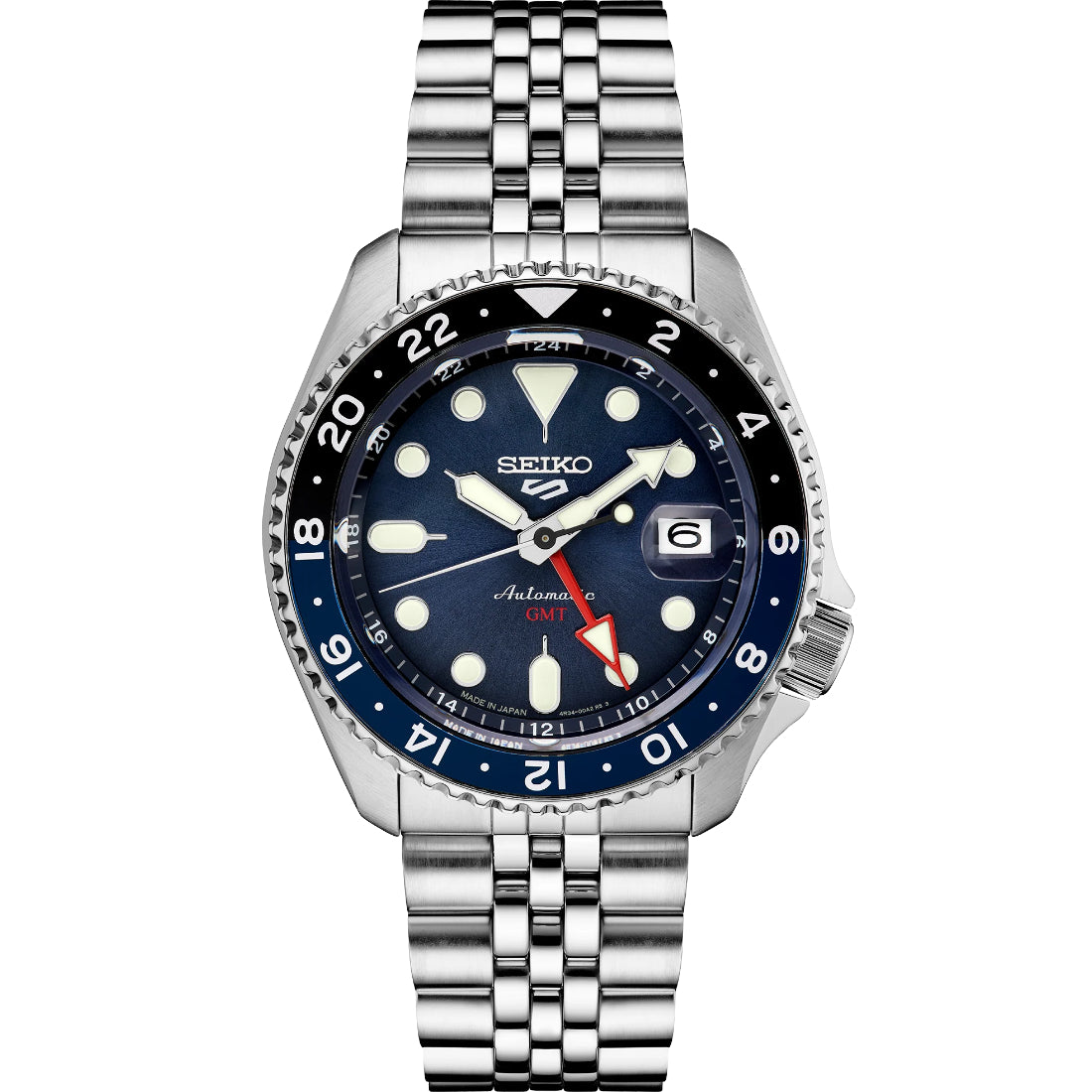 Seiko 5 Sports SKX GMT Automatic Blue Dial Steel Bracelet Watch SSK003