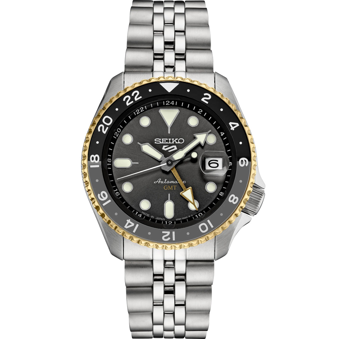 Seiko 5 Sports SKX GMT Automatic Charcoal Gray Dial Two-Tone SSK021