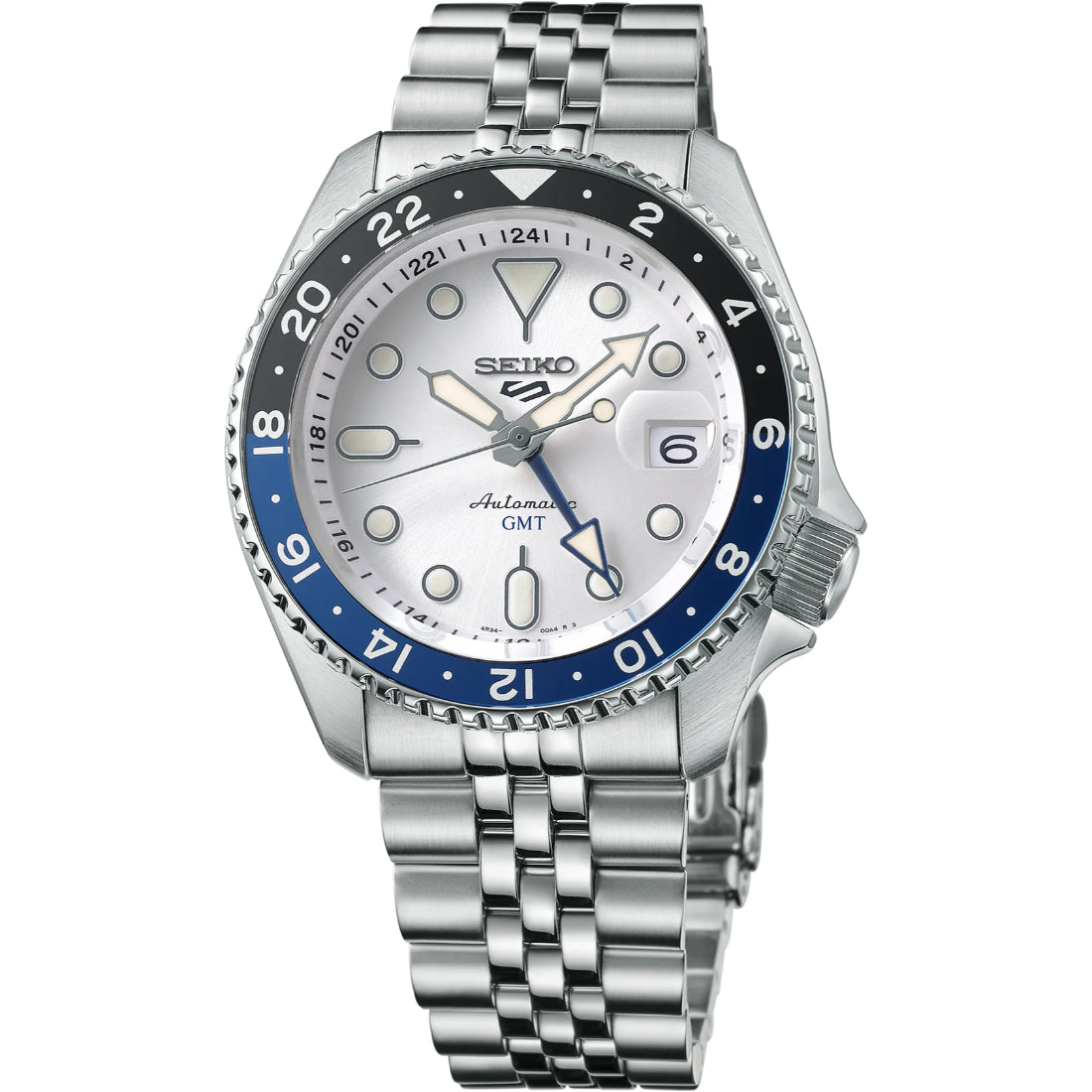 Seiko 5 Sports SKX GMT Automatic Silver-White Dial Steel Bracelet SSK033