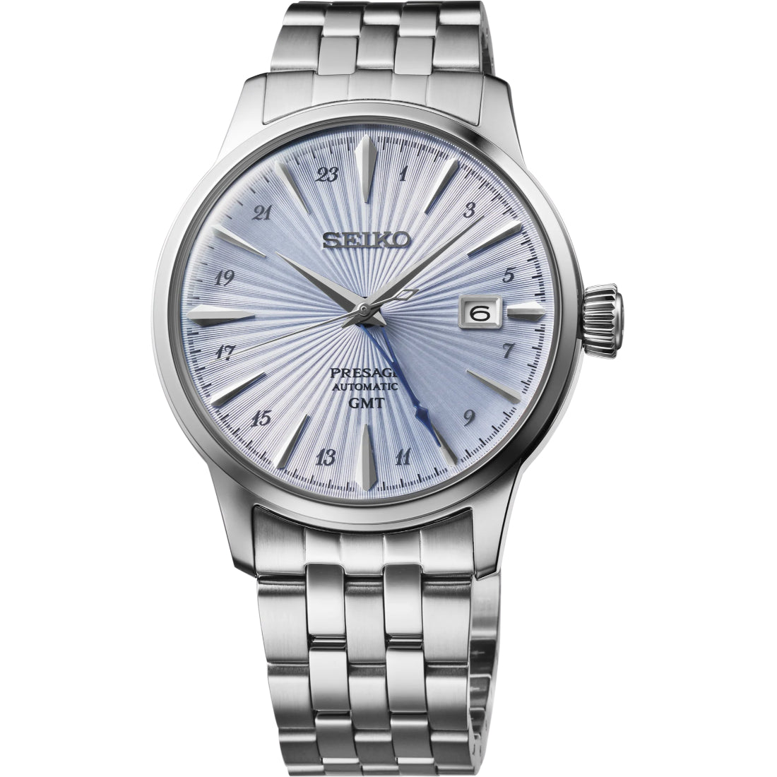 Seiko Presage Cocktail Time GMT Automatic Light Blue Dial Steel SSK037