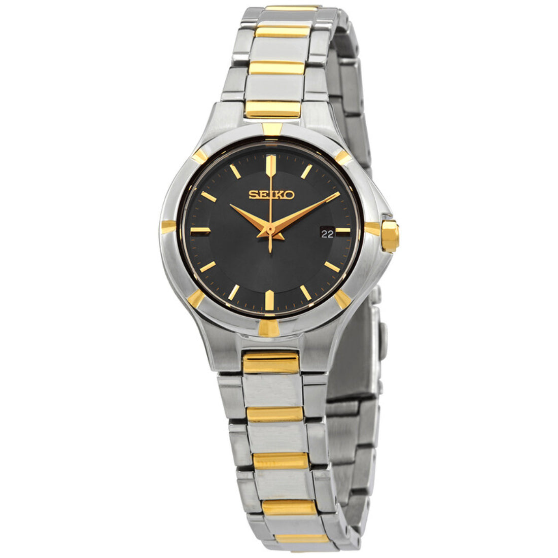 Seiko Essentials Women's Black Sunray Dial Two-Tone Steel Watch SUR414