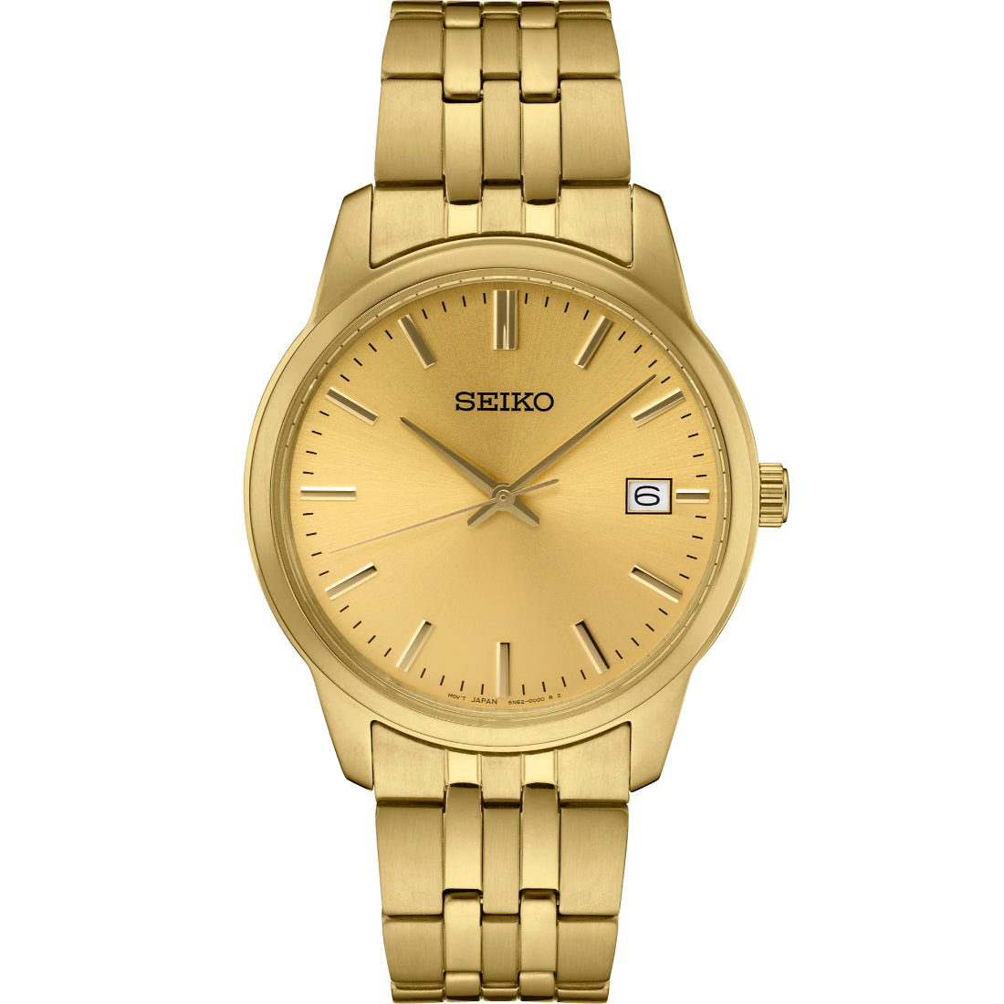 Seiko Essentials Champagne Dial Gold-Tone Stainless Steel Watch SUR442