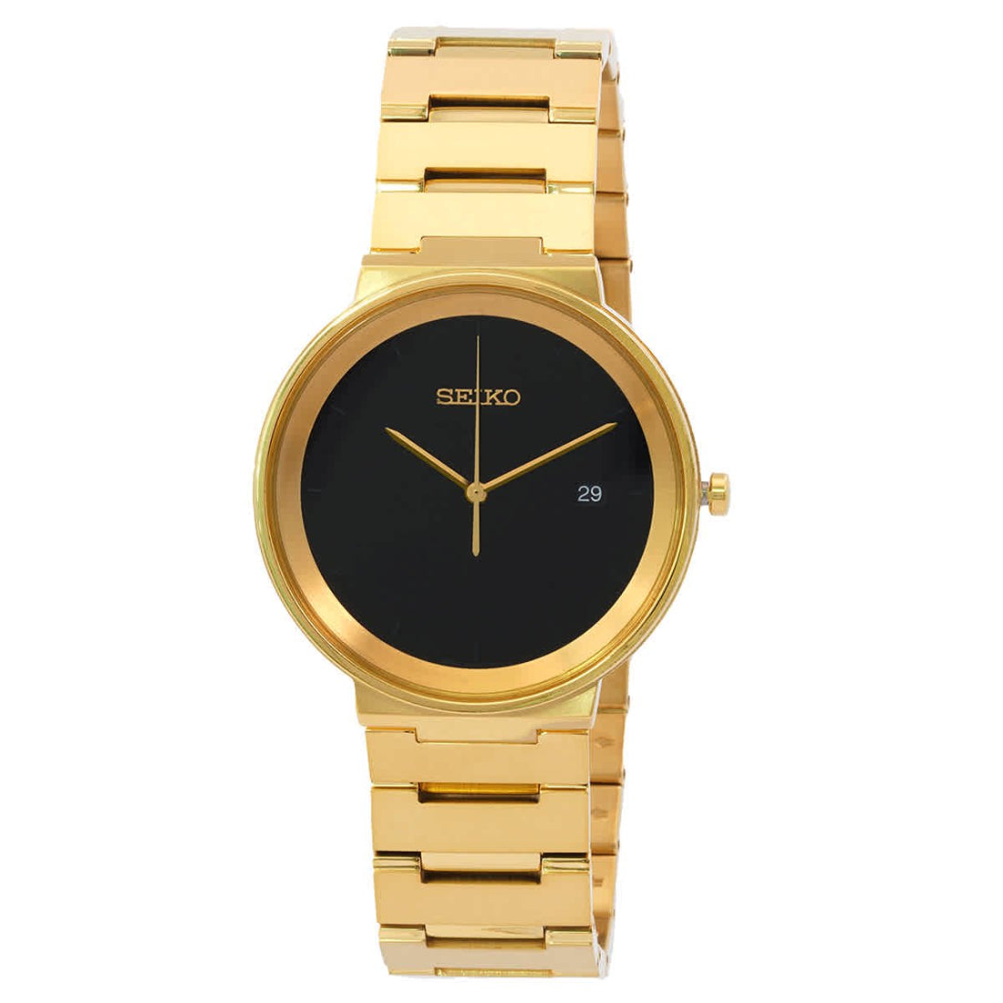 Seiko Essentials Black Dial Gold-Tone Stainless Steel Men's Watch SUR488