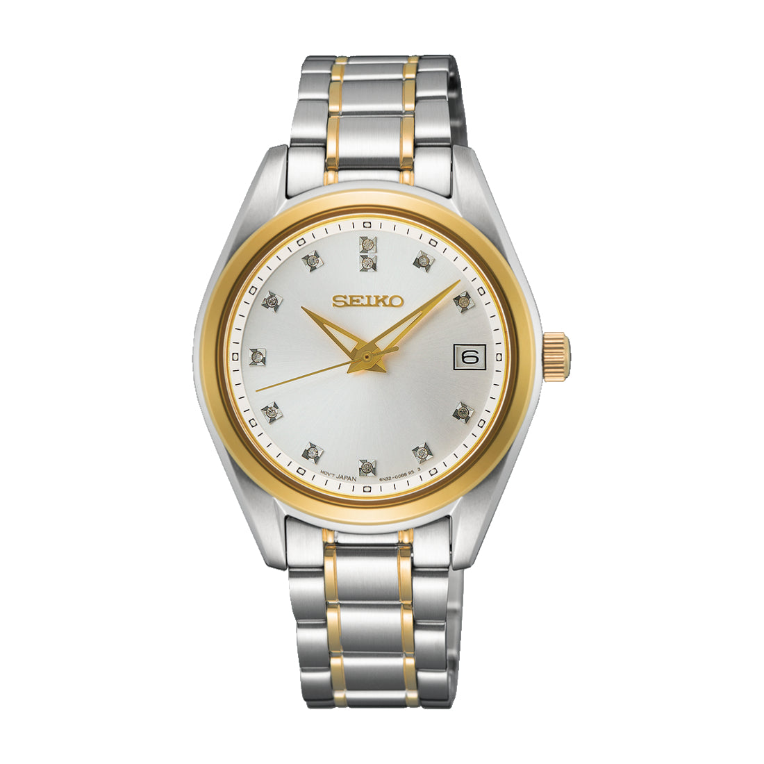 Seiko Diamond Collection Women's Silver Sunray Dial Two-Tone Quartz Watch SUR582