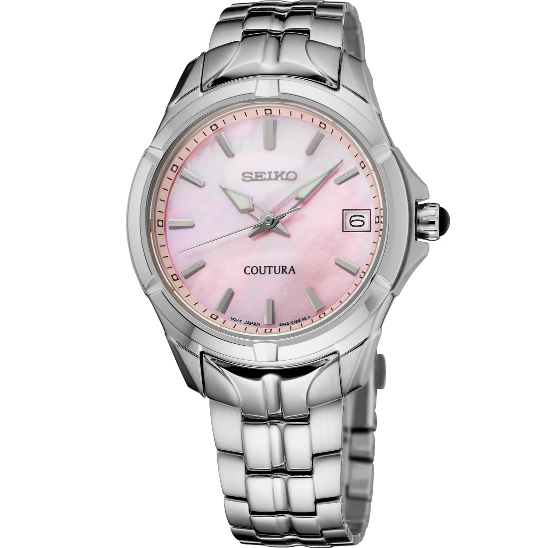 Seiko Coutura Women's Pink Mother-of-Pearl Dial Steel Quartz Watch SUR585